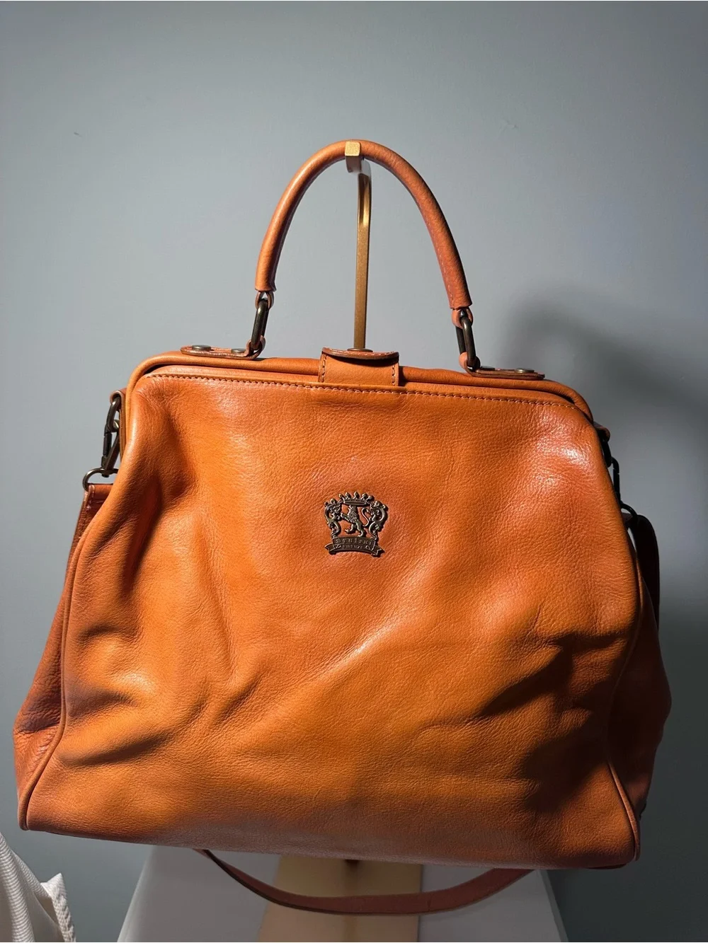 Pratesi Firenze Leather Frame Satchel/Doctor’s Bag, Made in Italy